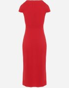 by swan Rochie Roșie Midi cu Decolteu Pătrat Revinane