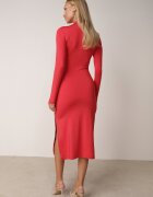 by swan Rochie Roșie Taliată Midi cu guler tip maletă și drapaj Abigiana