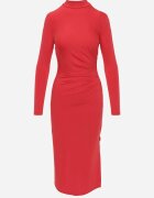 by swan Rochie Roșie Taliată Midi cu guler tip maletă și drapaj Abigiana