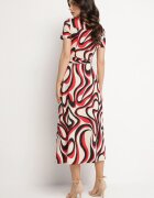 by swan Rochie roșie tip cămașă cu model geometric cu curea Zimorae
