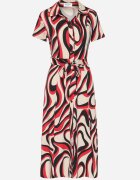by swan Rochie roșie tip cămașă cu model geometric cu curea Zimorae
