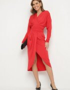 by swan Rochie roșie tip petrecut din viscoză decorată cu încrețituri Edivana