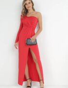 by swan Rochie roșie tip petrecut maxi pe un umăr cu drapaje Analaura