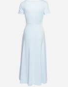 by swan Rochie Taliată Albastră Deschisă cu Nod Decorativ în Talie și Decolteu în V Selvitela