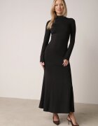 by swan Rochie Taliată Neagră De Cocktail cu Viscoză și Guler semi-înalt Zozelira