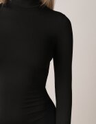 by swan Rochie Taliată Neagră De Cocktail cu Viscoză și Guler semi-înalt Zozelira