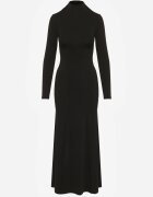 by swan Rochie Taliată Neagră De Cocktail cu Viscoză și Guler semi-înalt Zozelira