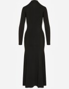 by swan Rochie Taliată Neagră De Cocktail cu Viscoză și Guler semi-înalt Zozelira