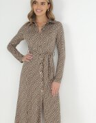 by swan Rochie tip cămașă bej cu centură legată Farima