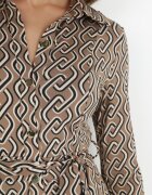 by swan Rochie tip cămașă bej cu centură legată Farima