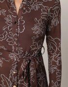 by swan Rochie tip cămașă din vâscoză cu flori și curea Harvina Maro