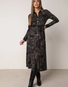 by swan Rochie tip cămașă din vâscoză cu flori și curea Harvina Neagră