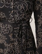 by swan Rochie tip cămașă din vâscoză cu flori și curea Harvina Neagră