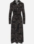 by swan Rochie tip cămașă din vâscoză cu flori și curea Harvina Neagră