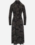 by swan Rochie tip cămașă din vâscoză cu flori și curea Harvina Neagră