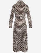 by swan Rochie Tip Cămașă Maro Midi cu Imprimeu Geometric cu Cordon Anelfi