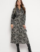 by swan Rochie tip cămașă maxi neagră cu cordon legat și model Paisley Biurtte