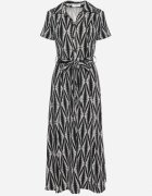 by swan Rochie tip cămașă Neagră cu model geometric Închisă cu nasturi cu cordon textil Thilea
