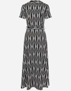 by swan Rochie tip cămașă Neagră cu model geometric Închisă cu nasturi cu cordon textil Thilea
