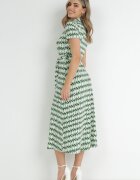 by swan Rochie Tip Cămașă Verde Maxi cu Curea din Material Rainora