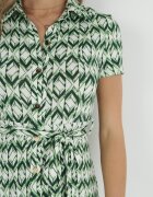 by swan Rochie Tip Cămașă Verde Maxi cu Curea din Material Rainora