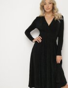 by swan Rochie Verde Cambrată din Vâscoză cu croi evazat Ornată cu fir metalic Mesinae