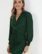 by swan Rochie Verde cu Drapaje și Fir Metalic Ceselle