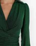 by swan Rochie Verde cu Drapaje și Fir Metalic Ceselle