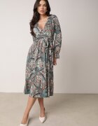 by swan Rochie Verde cu elastic în talie și model Paisley Faendra