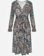 by swan Rochie Verde cu elastic în talie și model Paisley Faendra
