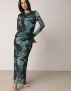by swan Rochie Verde din Plasa Maxi cu Drapaj și Despicătură Valpuri
