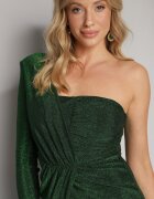 by swan Rochie Verde Metalică Maxi cu croială asimetrică cu decolteu petrecut Ozelbia