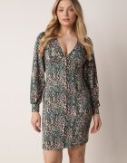 by swan Rochie Verde Mini cu nasturi și Mâneci lungi cu manșete Cynandia
