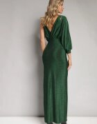 by swan Rochie Verde Strălucitoare Asimetrică Maxi cu Despicătură și Decolteu Petrecut Aknasa