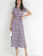 by swan Rochie Violet tip cămașă Maxi cu o curea din material Rainora