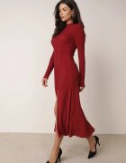by swan Rochie Vișinie cu Viscoză Decorată cu Sclipici în Stil Elegant Werirra