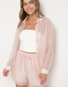 by swan Roz pal set decorat cu strasuri cămașă și Pantaloni scurți Jenorenea