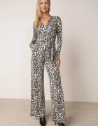 by swan Salopetă Alb-Negru cu Model Ornamental și cu Centură din Material Nireti