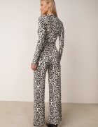 by swan Salopetă Alb-Negru cu Model Ornamental și cu Centură din Material Nireti