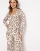 by swan Salopetă Bej cu model Ornamental cu curea din material textil Nireti