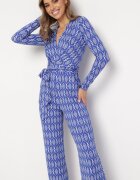 by swan Salopetă Elegantă Bleumarin cu Model Geometric și Curea cu Nod Alullina