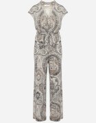 by swan Salopetă Gri-Negru Cambrată cu Pantaloni Largi cu Elastic în Talie și Curea Qumorea