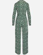 by swan Salopetă Imprimată Verde cu Mânecă Lungă și Pantaloni Largi cu Cordon în Talie Vilati
