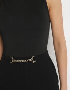 by swan Salopetă Negru cu Decolteu Halter și Guler semi-înalt cu Lanț în Talie Tenilra