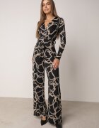 by swan Salopetă petrecută cu model cu vâscoză cu cordon tip cravată Ortea Neagră