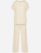 by swan Set din vâscoză bej deschis Pantaloni largi și Tricou Inelora