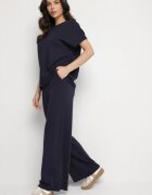 by swan Set din Vâscoză Bleumarin Pantaloni Largi și Tricou Inelora