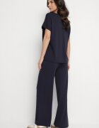 by swan Set din Vâscoză Bleumarin Pantaloni Largi și Tricou Inelora