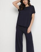 by swan Set din Vâscoză Bleumarin Pantaloni Largi și Tricou Inelora