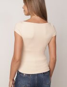 by swan T-shirt bej deschis din bumbac cu croială ajustată cu decolteu barcă Galerissa